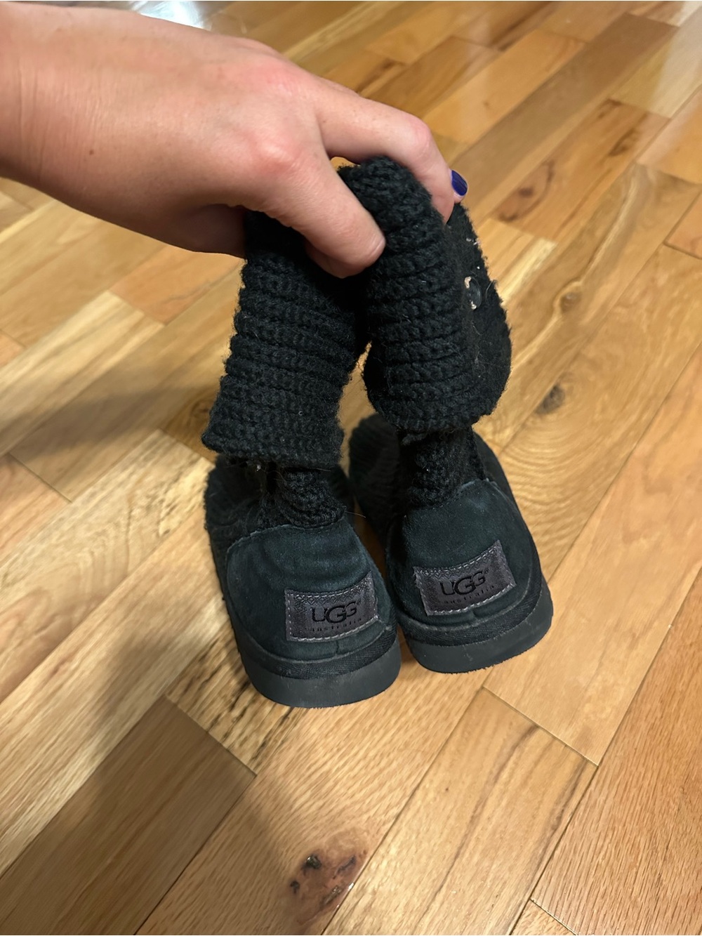 Faux UGG Black Cozy Knit Booties
